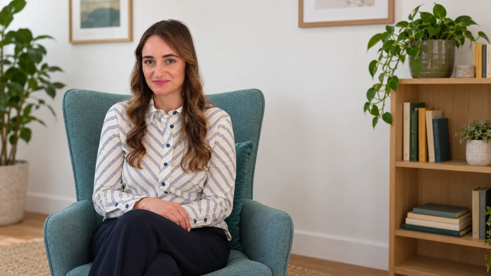 Sara Zangri, CEO de Psypilot, sentada en una consulta